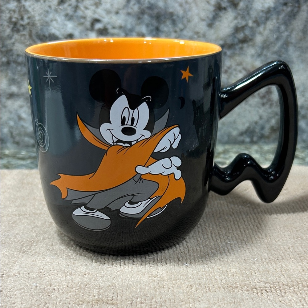Disney Mickey Mouse Halloween Vampire Ceramic Mug | Black & Orange